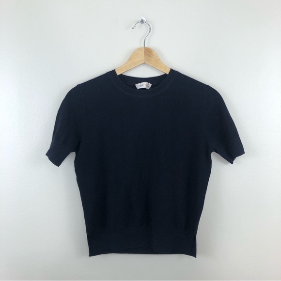 Tory Burch Dark Navy 100% Merino wool short sleeve sweater size xs - Picture 1 of 10